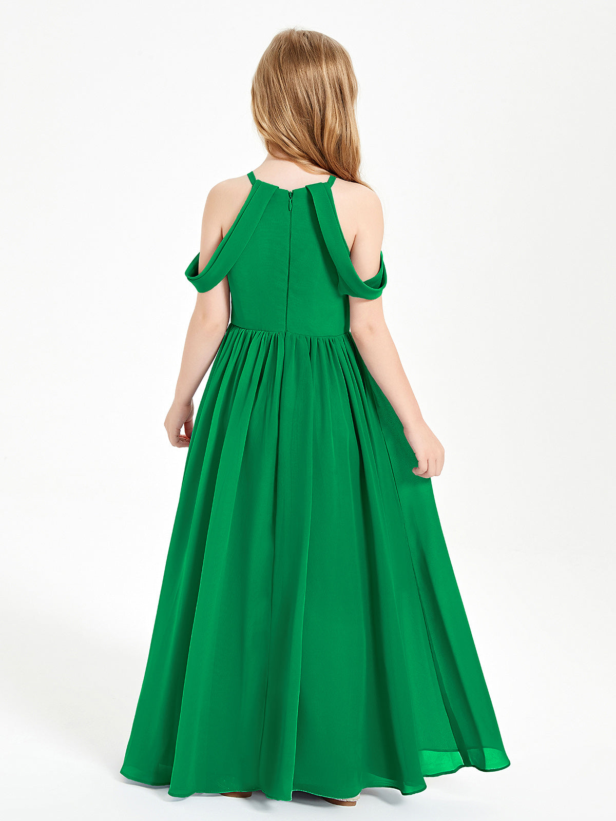 Dreamy Off the Shoulder Bridesmaid Gown for Junior Emerald